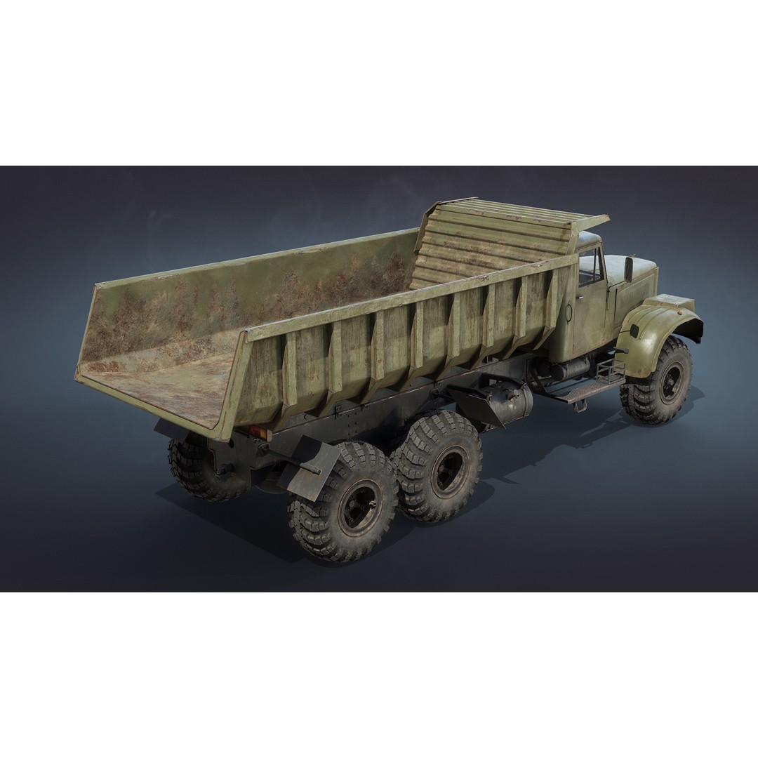 KrAZ-255 Dump Truck 3D Model – Low Poly Game Ready Asset, FBX - View 6