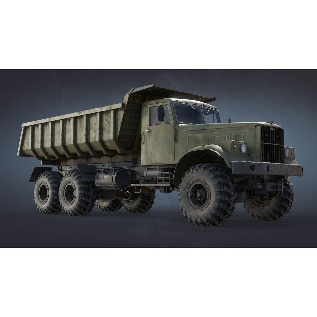 KrAZ-255 Dump Truck 3D Model – Low Poly Game Ready Asset, FBX - View 7