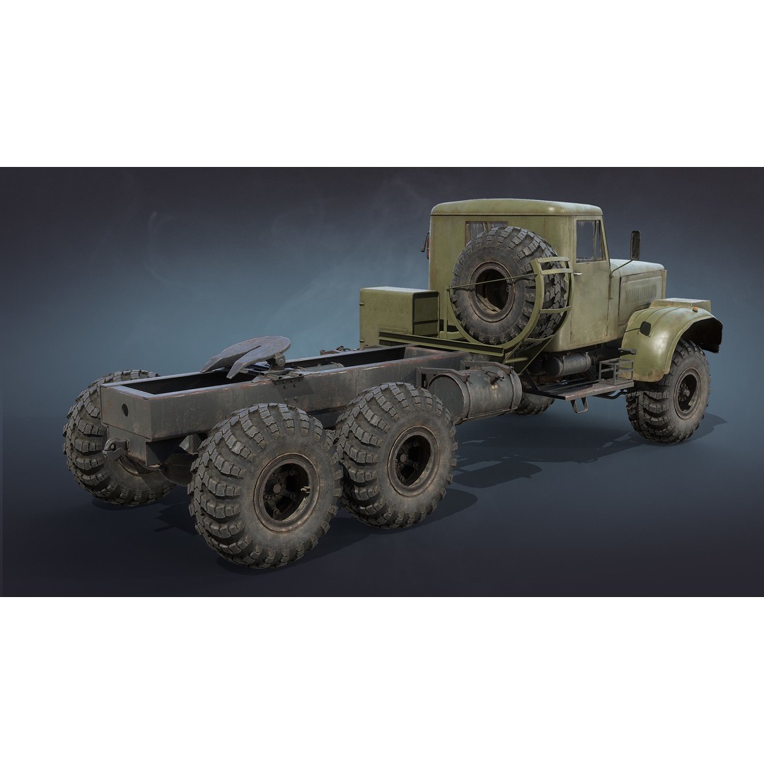 KrAZ-255 Dump Truck 3D Model – Low Poly Game Ready Asset, FBX - View 8