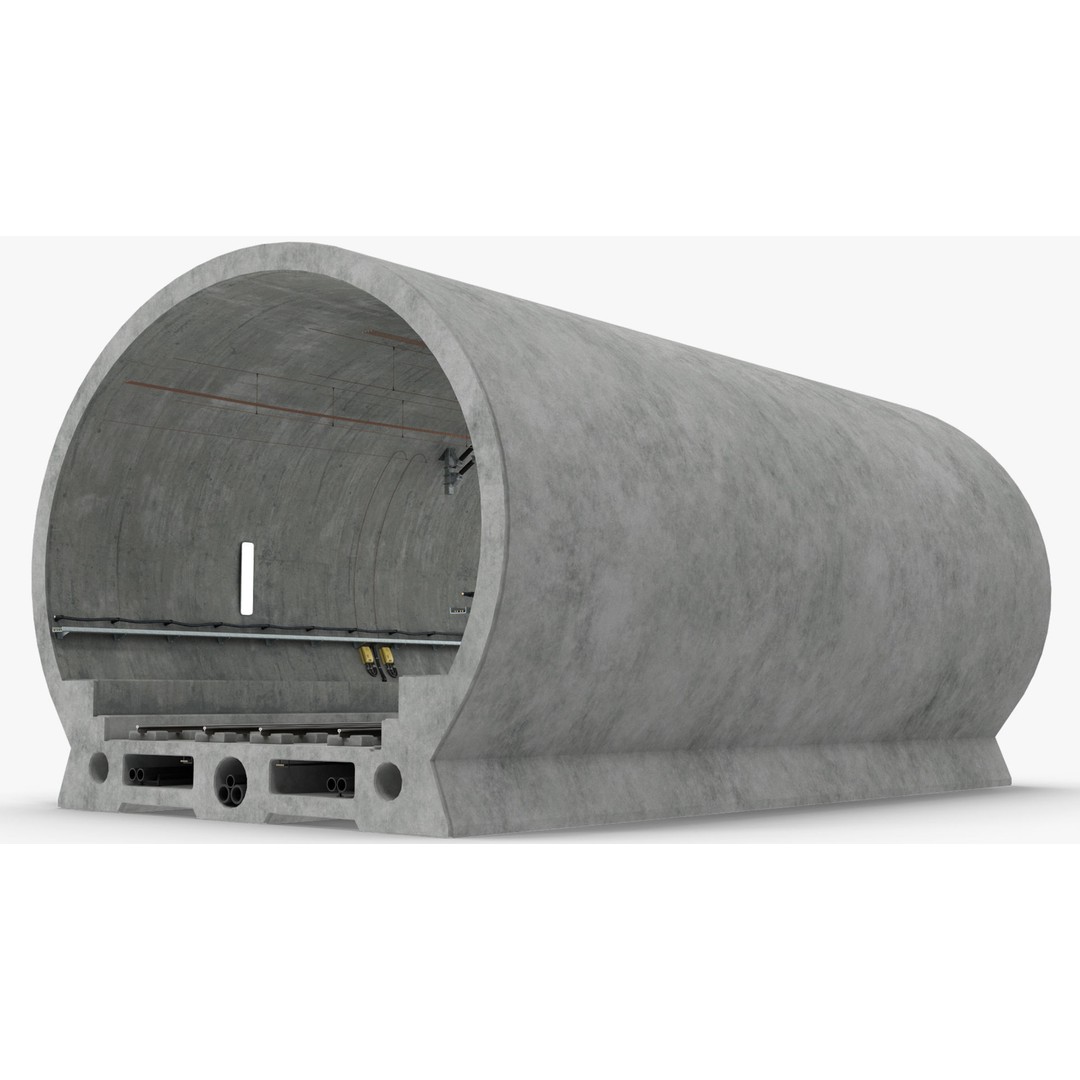 Railway Tunnel Section Straight 3D Model – High Poly PBR Asset, FBX, OBJ - View 10