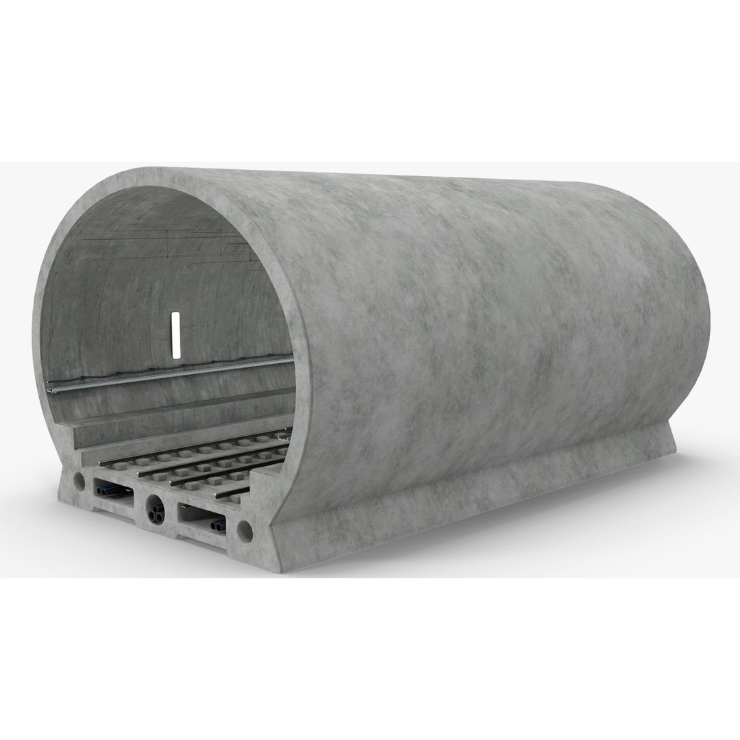 Railway Tunnel Section Straight 3D Model – High Poly PBR Asset, FBX, OBJ - View 11