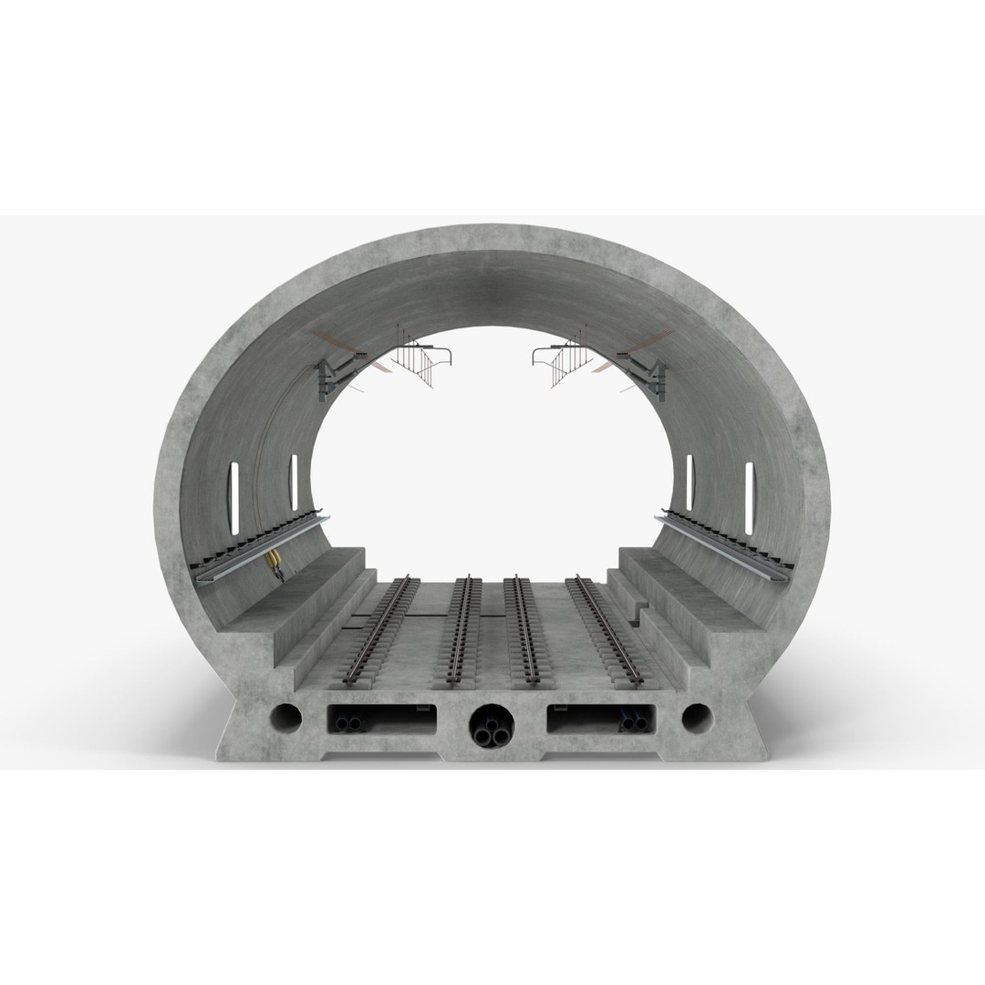 Railway Tunnel Section Straight 3D Model – High Poly PBR Asset, FBX, OBJ - View 12
