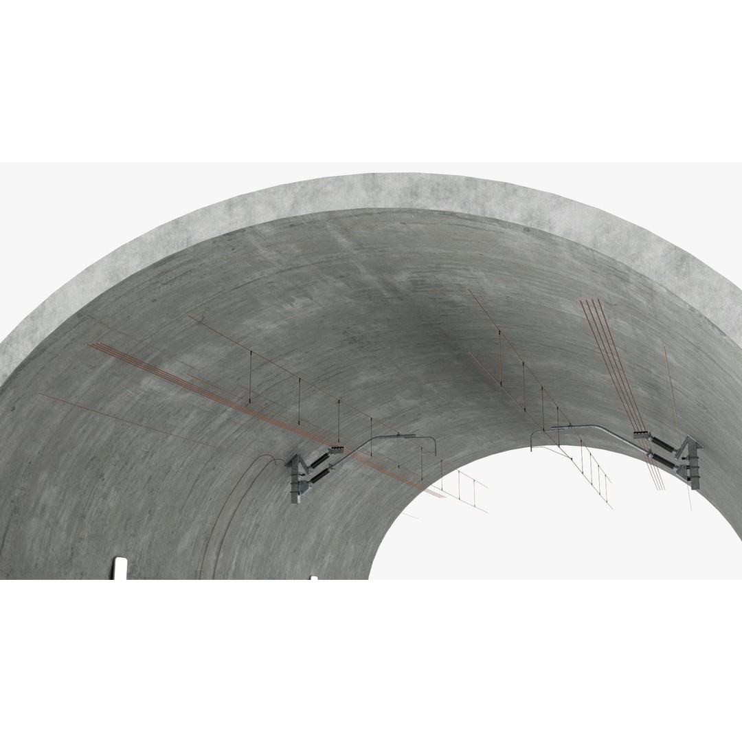 Railway Tunnel Section Straight 3D Model – High Poly PBR Asset, FBX, OBJ - View 14