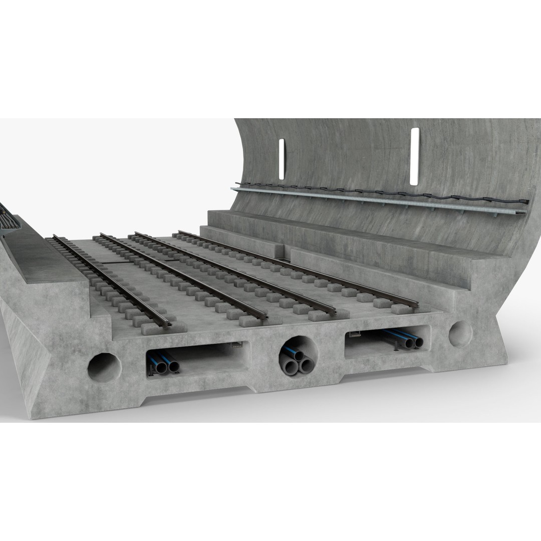 Railway Tunnel Section Straight 3D Model – High Poly PBR Asset, FBX, OBJ - View 15