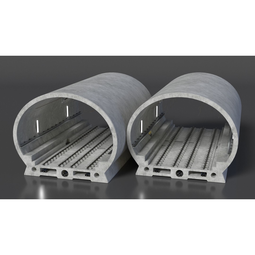 Railway Tunnel Section Straight 3D Model – High Poly PBR Asset, FBX, OBJ - View 2