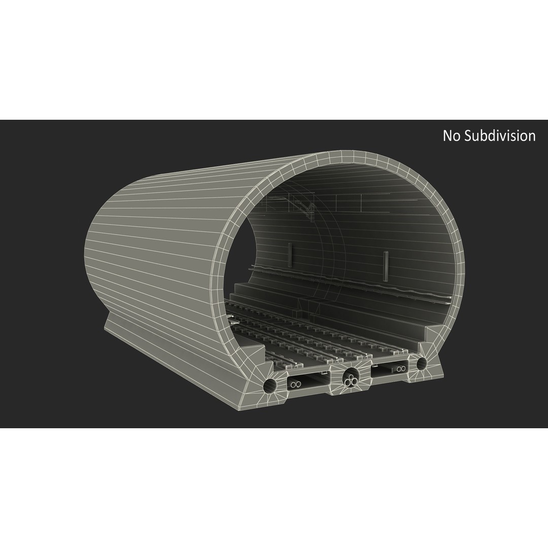Railway Tunnel Section Straight 3D Model – High Poly PBR Asset, FBX, OBJ - View 26