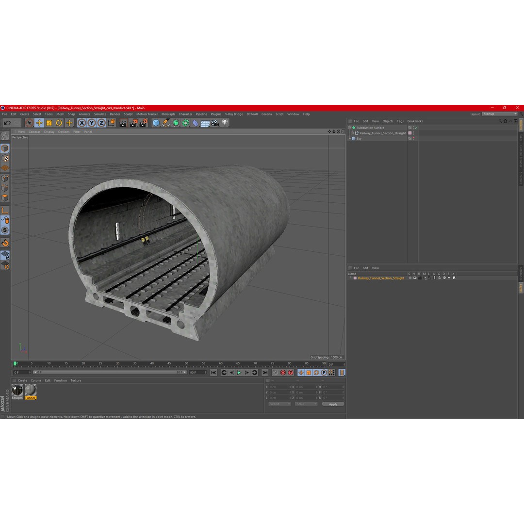 Railway Tunnel Section Straight 3D Model – High Poly PBR Asset, FBX, OBJ - View 30
