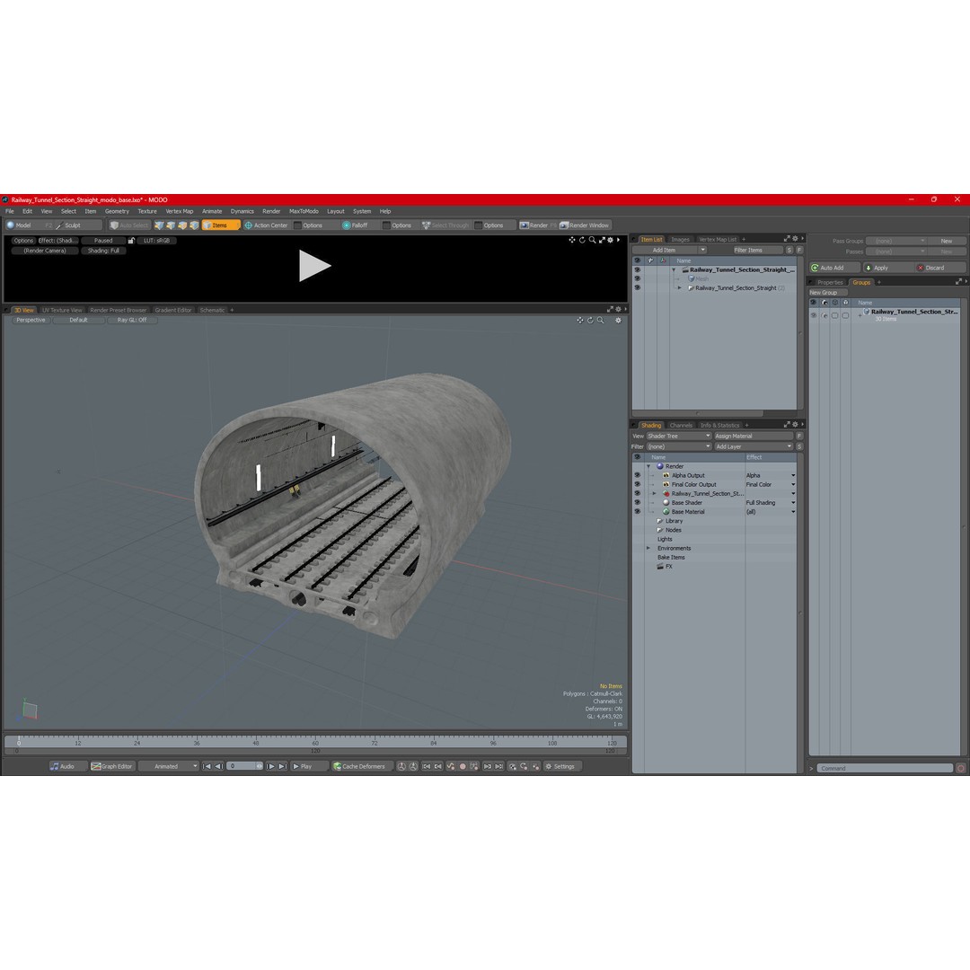 Railway Tunnel Section Straight 3D Model – High Poly PBR Asset, FBX, OBJ - View 33
