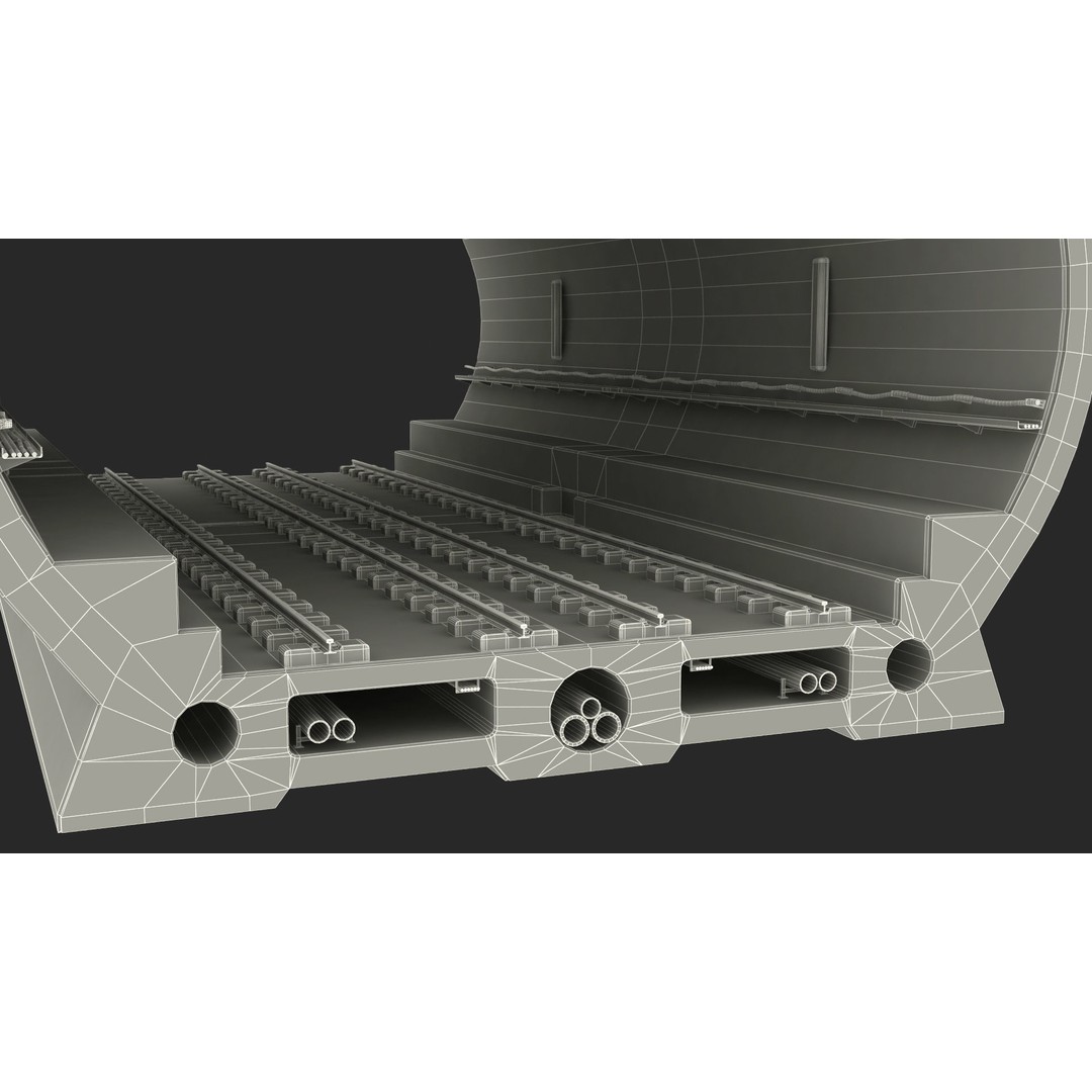 Railway Tunnel Section Straight 3D Model – High Poly PBR Asset, FBX, OBJ - View 38