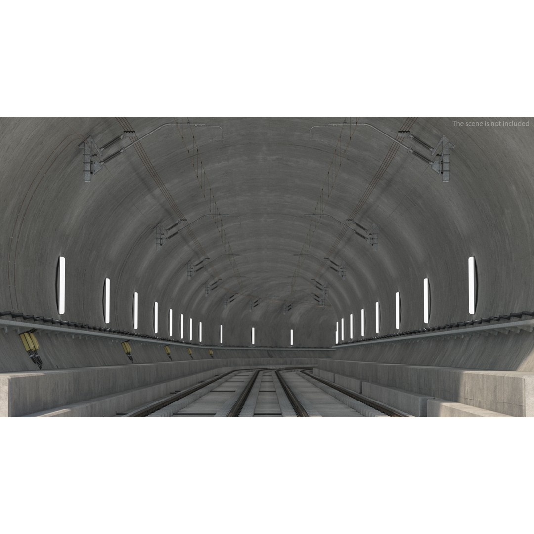 Railway Tunnel Section Straight 3D Model – High Poly PBR Asset, FBX, OBJ - View 4