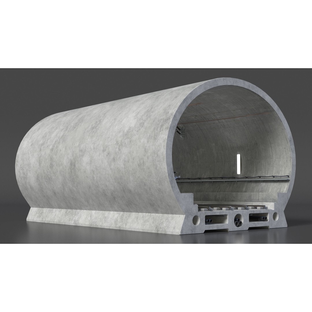 Railway Tunnel Section Straight 3D Model – High Poly PBR Asset, FBX, OBJ - View 7