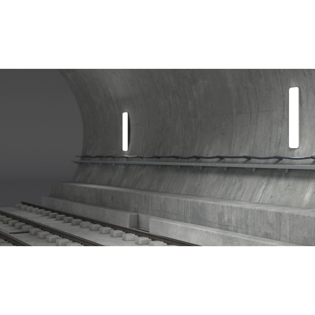 Railway Tunnel Section Straight 3D Model – High Poly PBR Asset, FBX, OBJ - View 8