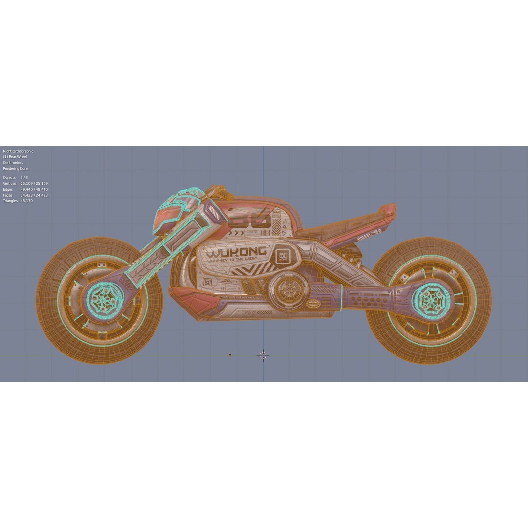 Cyberpunk Motorcycle 3D Model – Low Poly Game Asset, FBX - View 11