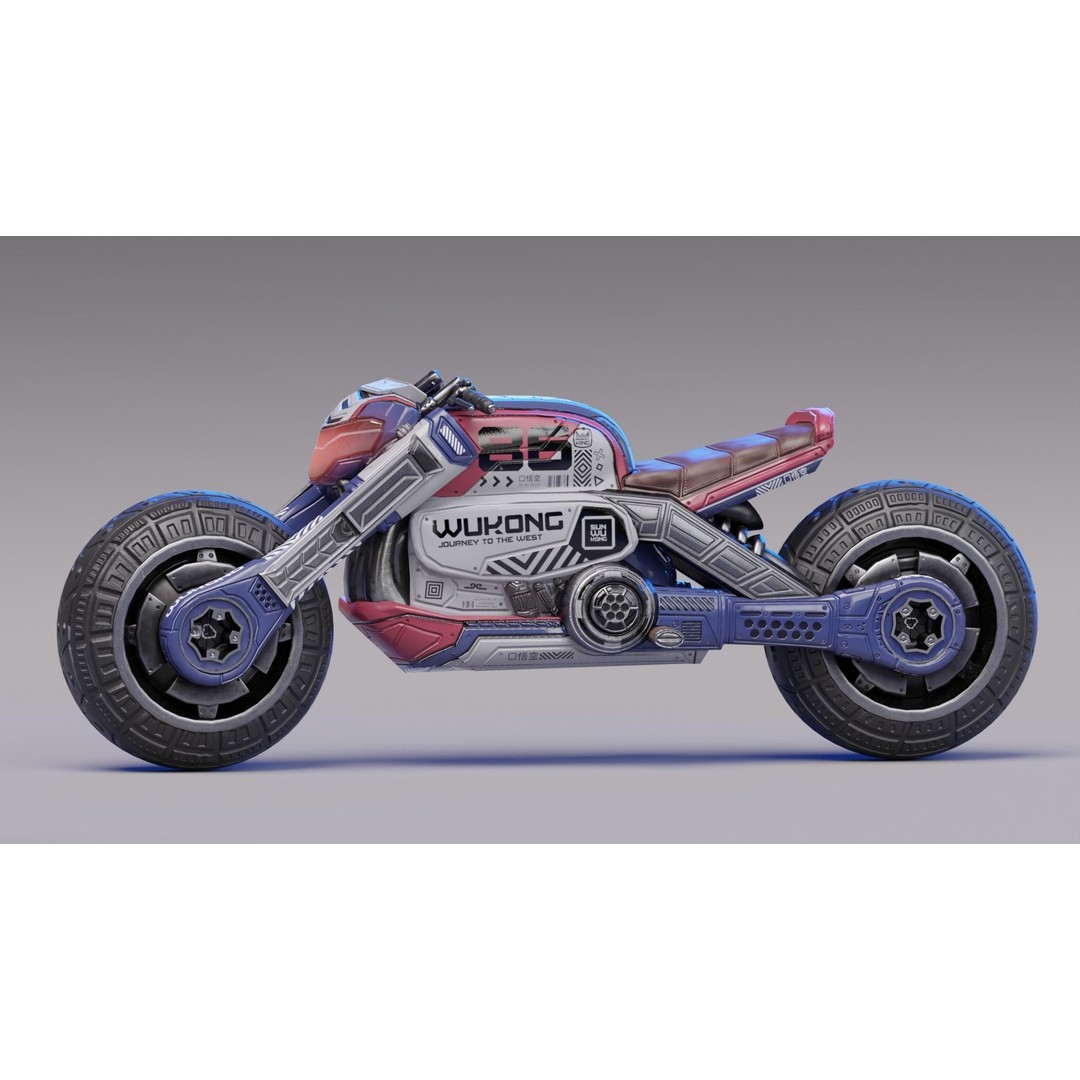 Cyberpunk Motorcycle 3D Model – Low Poly Game Asset, FBX - View 15