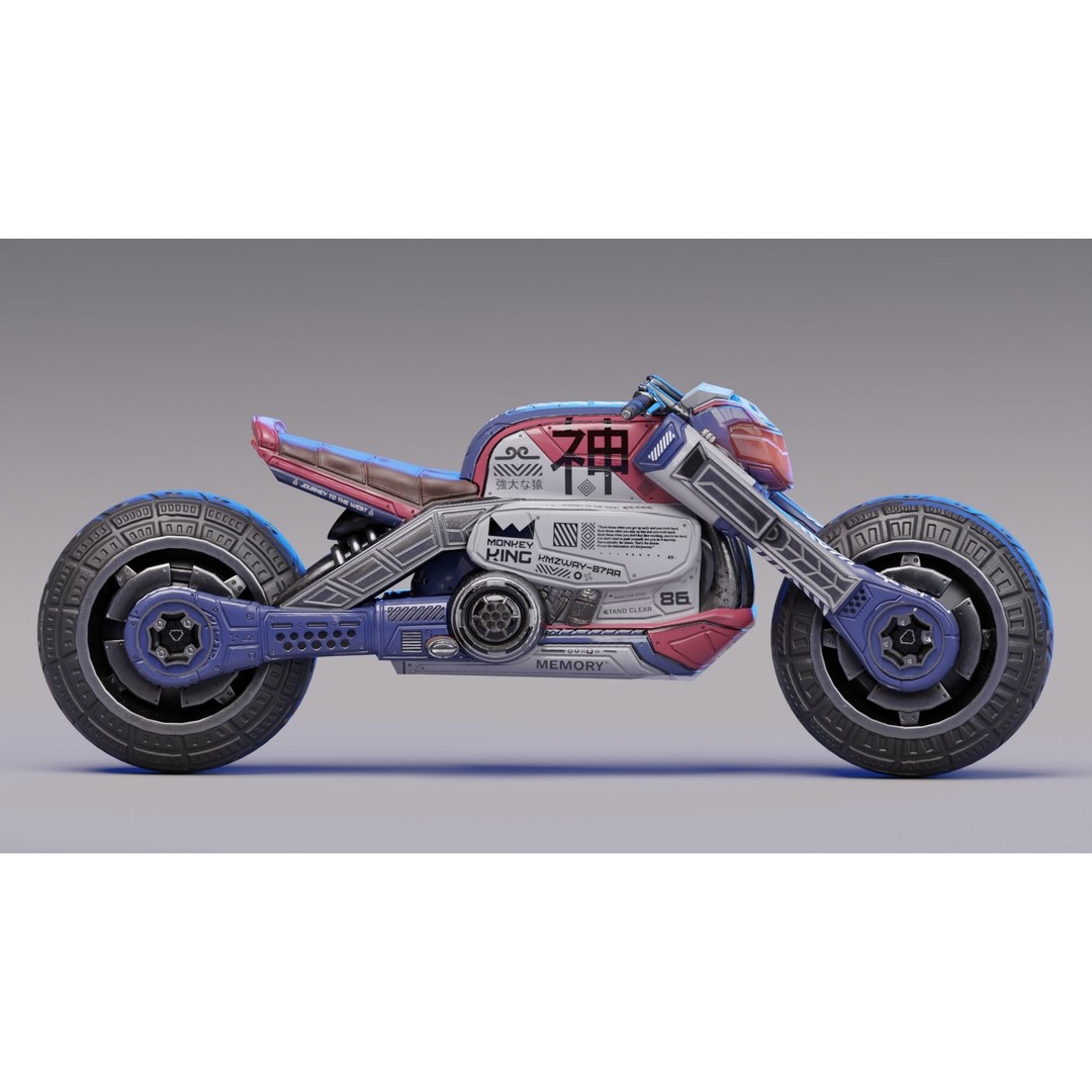 Cyberpunk Motorcycle 3D Model – Low Poly Game Asset, FBX - View 16