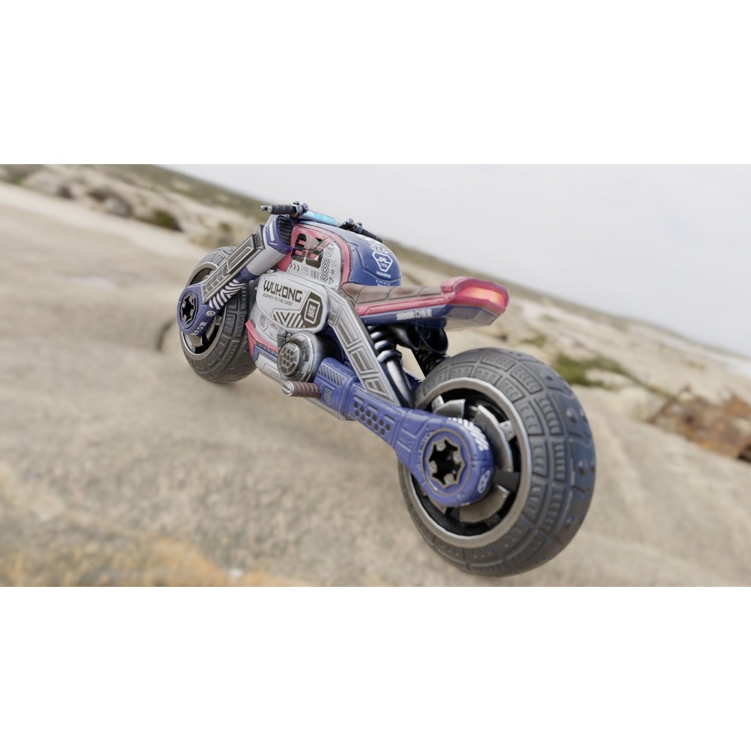 Cyberpunk Motorcycle 3D Model – Low Poly Game Asset, FBX - View 18