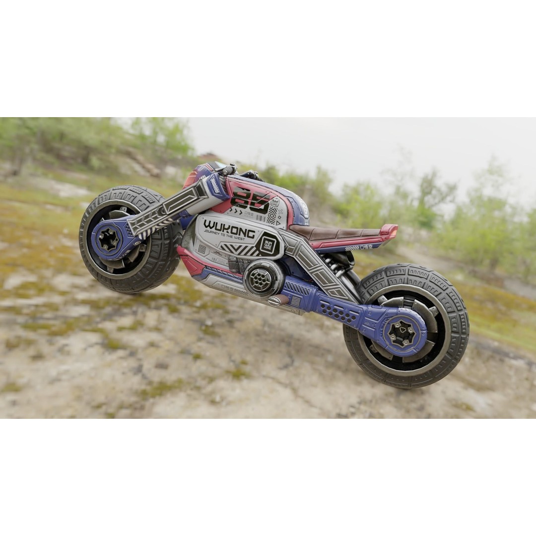 Cyberpunk Motorcycle 3D Model – Low Poly Game Asset, FBX - View 19