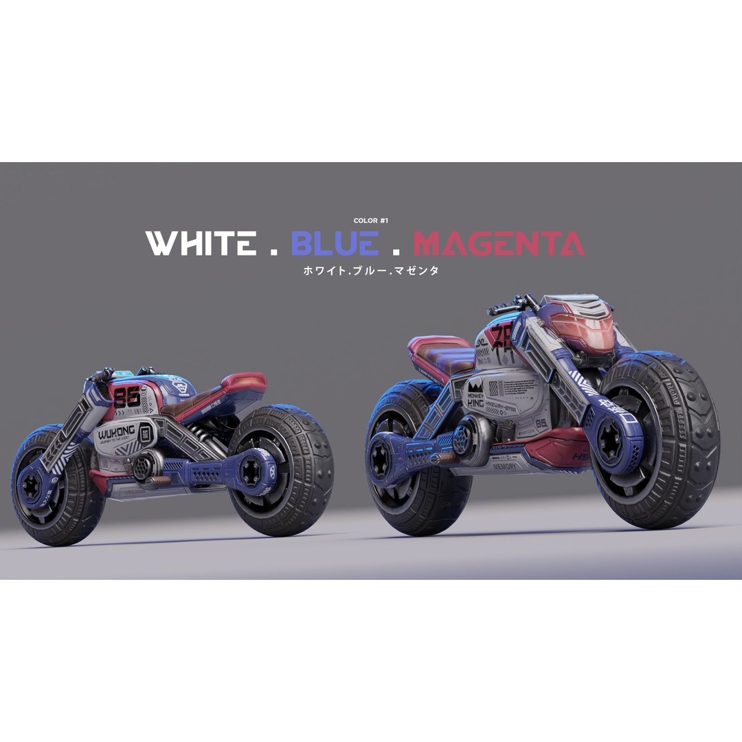 Cyberpunk Motorcycle 3D Model – Low Poly Game Asset, FBX - View 6