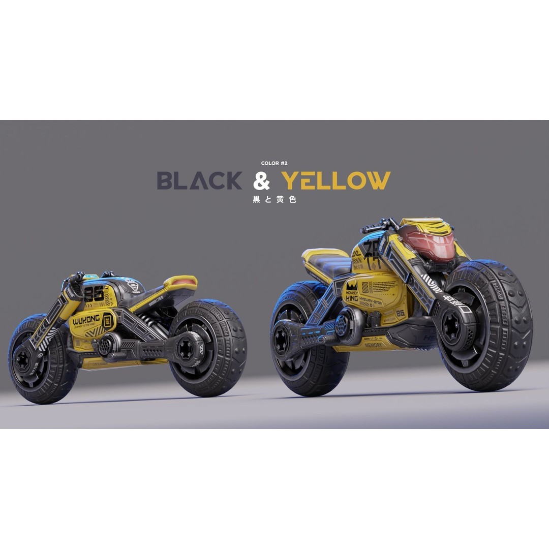 Cyberpunk Motorcycle 3D Model – Low Poly Game Asset, FBX - View 7