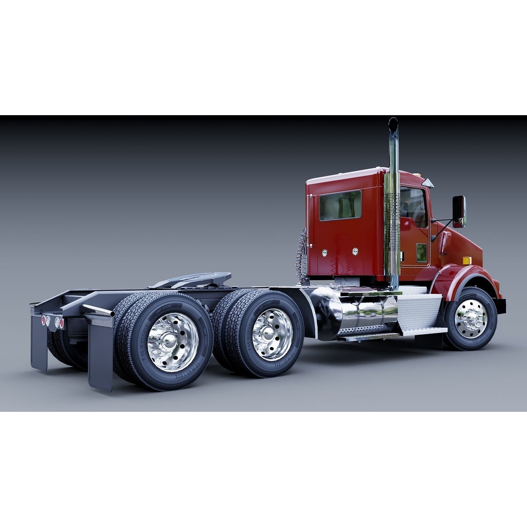 Kenworth T800 3D Model – Low Poly Semi Truck, Game Ready, FBX - View 12