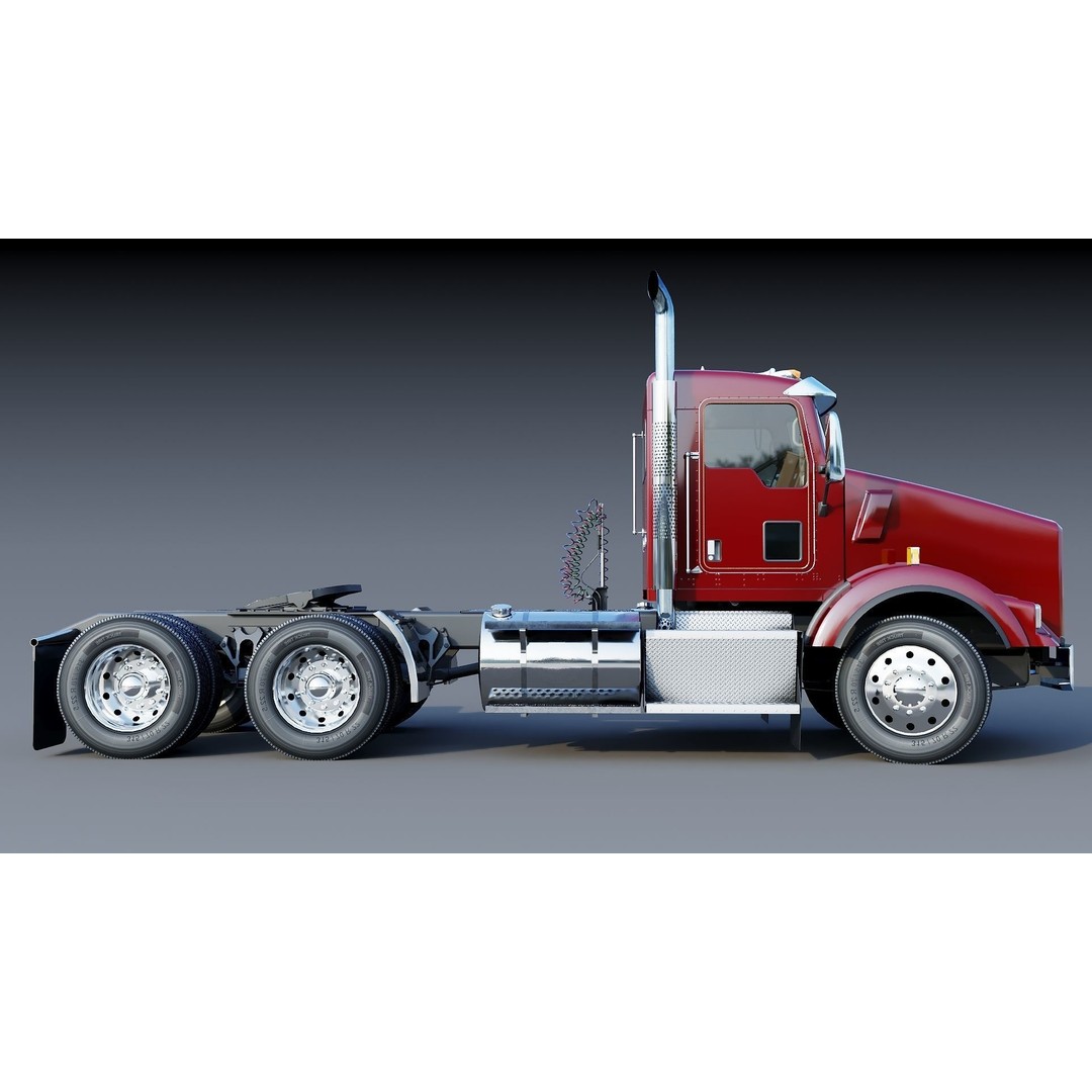 Kenworth T800 3D Model – Low Poly Semi Truck, Game Ready, FBX - View 14