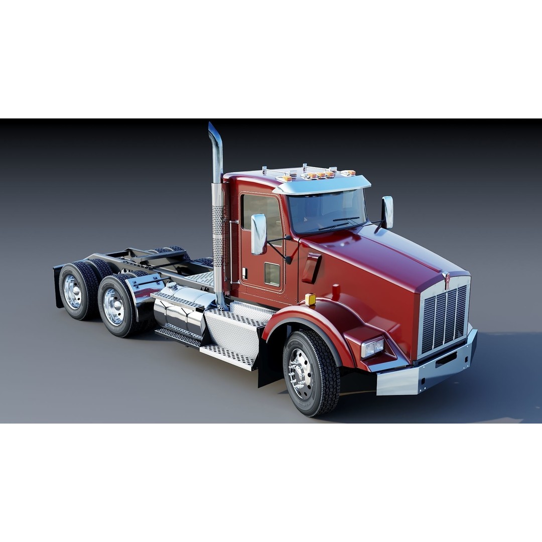 Kenworth T800 3D Model – Low Poly Semi Truck, Game Ready, FBX - View 15