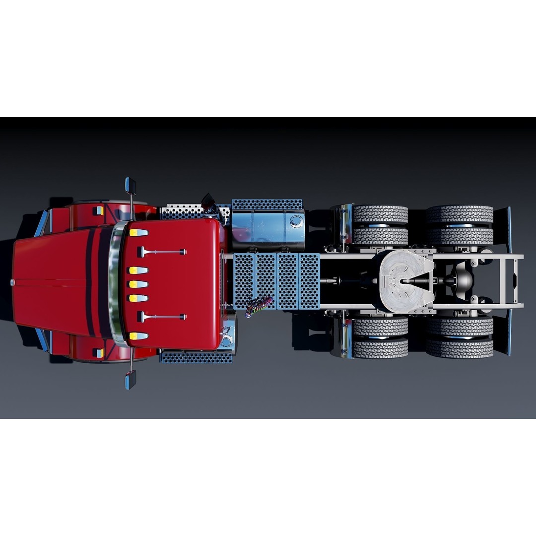 Kenworth T800 3D Model – Low Poly Semi Truck, Game Ready, FBX - View 18