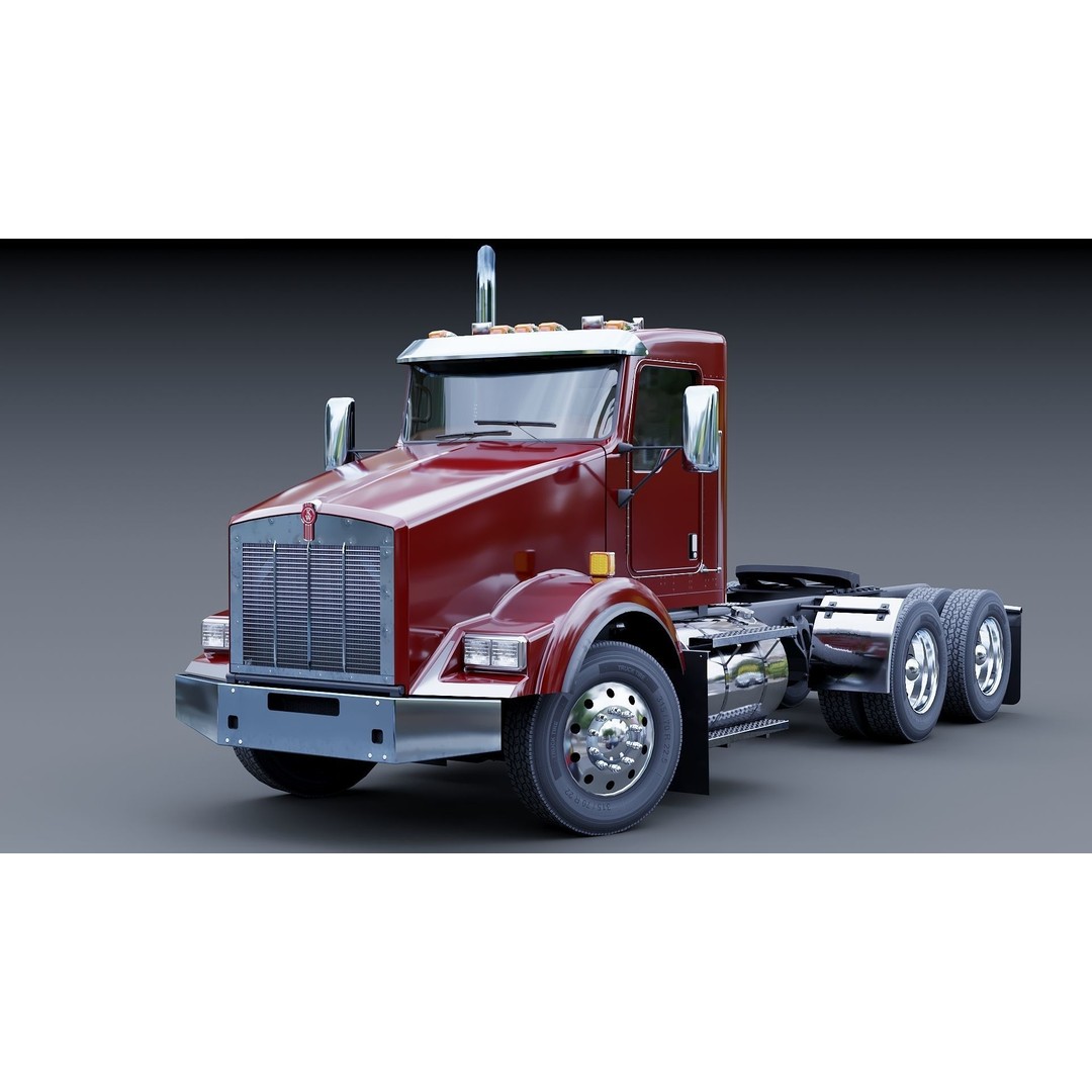 Kenworth T800 3D Model – Low Poly Semi Truck, Game Ready, FBX - View 3