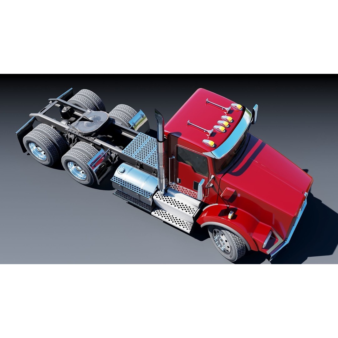 Kenworth T800 3D Model – Low Poly Semi Truck, Game Ready, FBX - View 30
