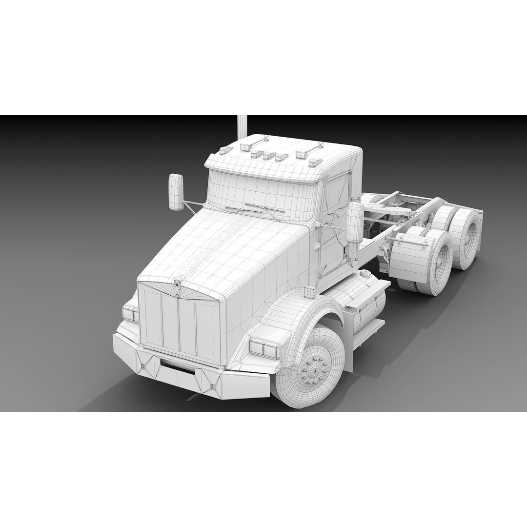 Kenworth T800 3D Model – Low Poly Semi Truck, Game Ready, FBX - View 35