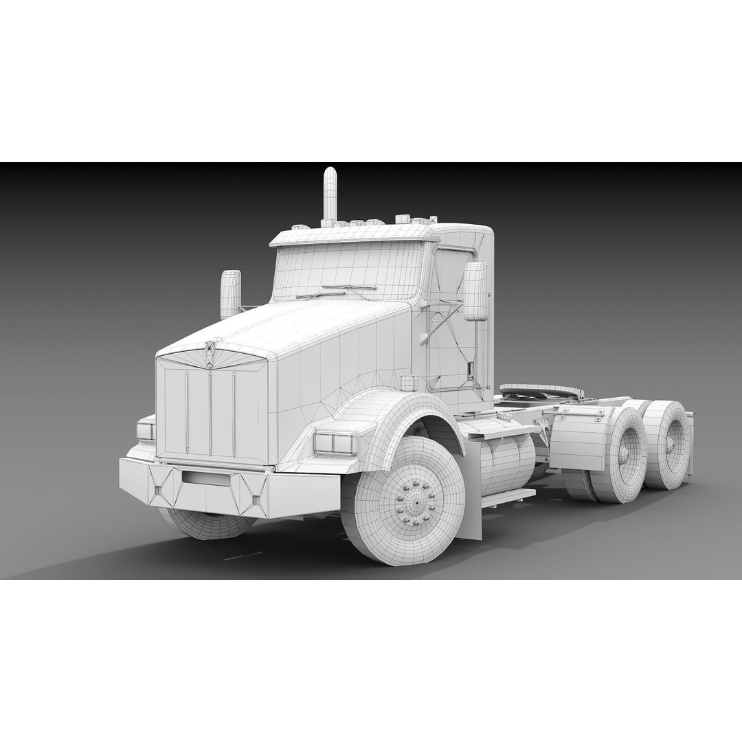 Kenworth T800 3D Model – Low Poly Semi Truck, Game Ready, FBX - View 36