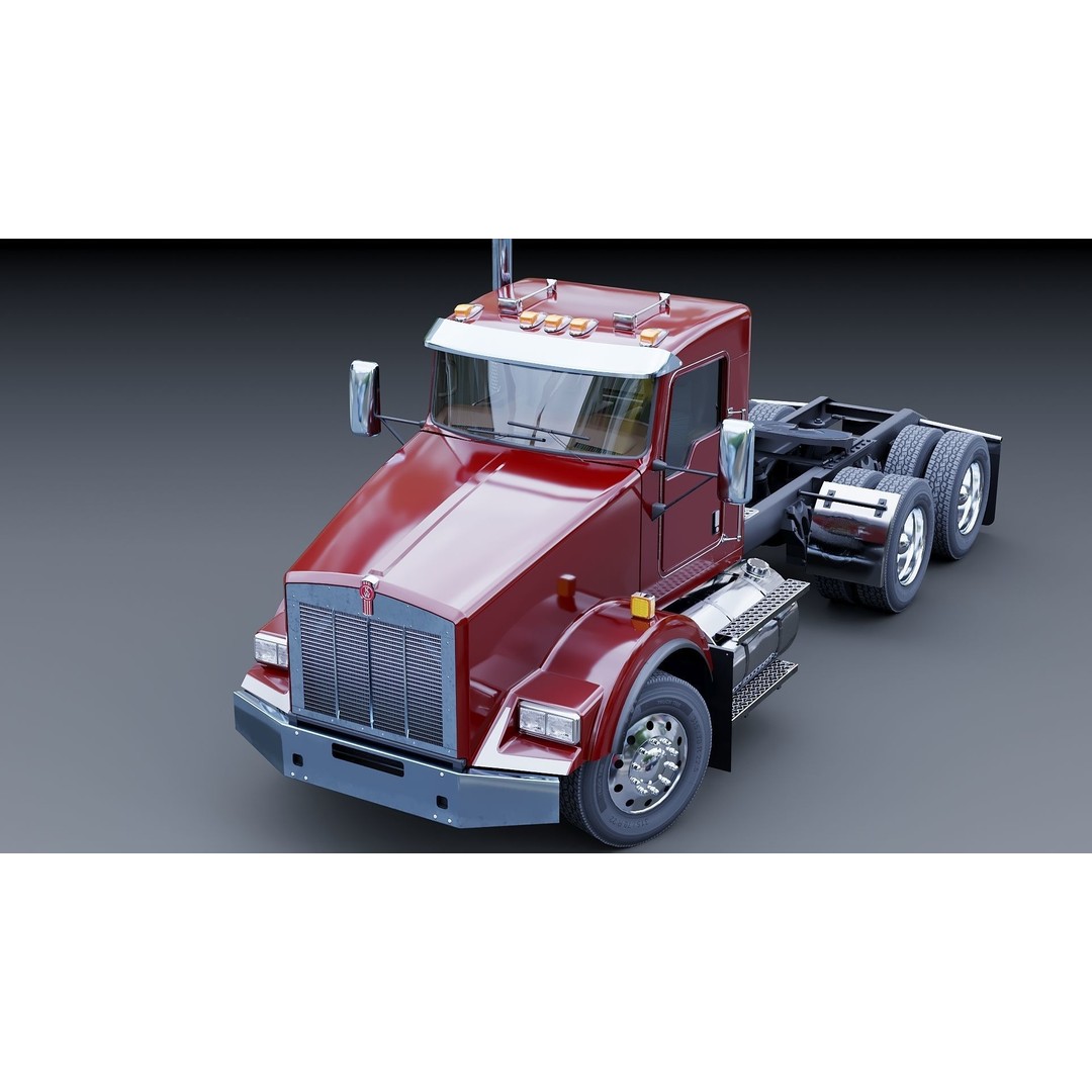 Kenworth T800 3D Model – Low Poly Semi Truck, Game Ready, FBX - View 4