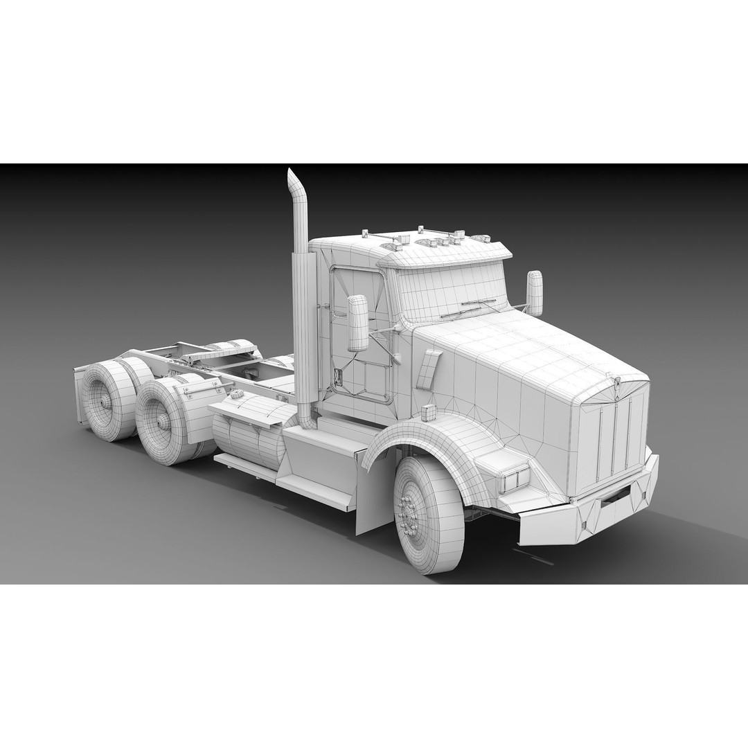Kenworth T800 3D Model – Low Poly Semi Truck, Game Ready, FBX - View 40