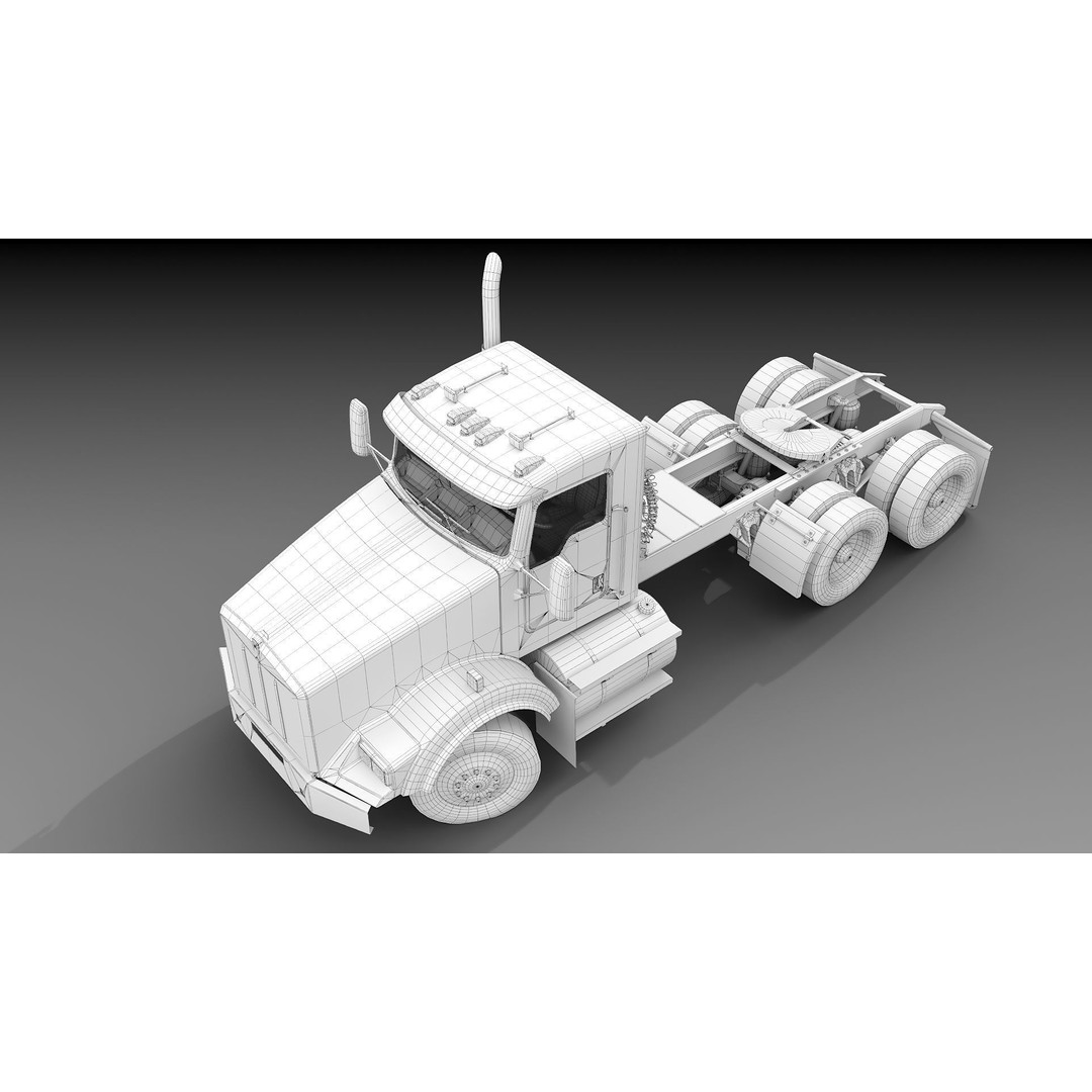 Kenworth T800 3D Model – Low Poly Semi Truck, Game Ready, FBX - View 42