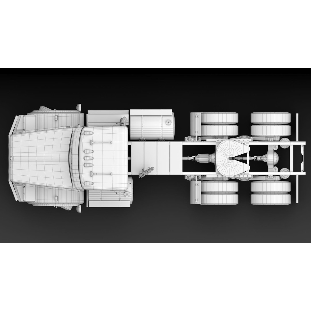 Kenworth T800 3D Model – Low Poly Semi Truck, Game Ready, FBX - View 47