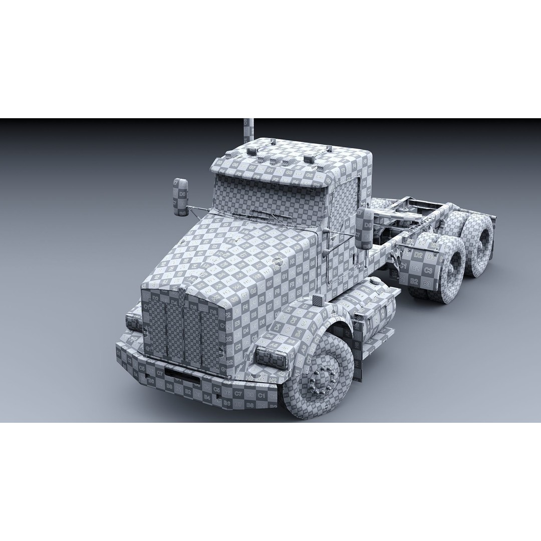 Kenworth T800 3D Model – Low Poly Semi Truck, Game Ready, FBX - View 48