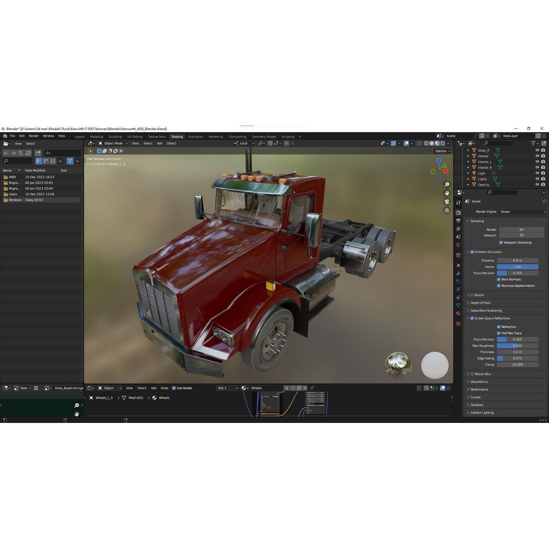 Kenworth T800 3D Model – Low Poly Semi Truck, Game Ready, FBX - View 49