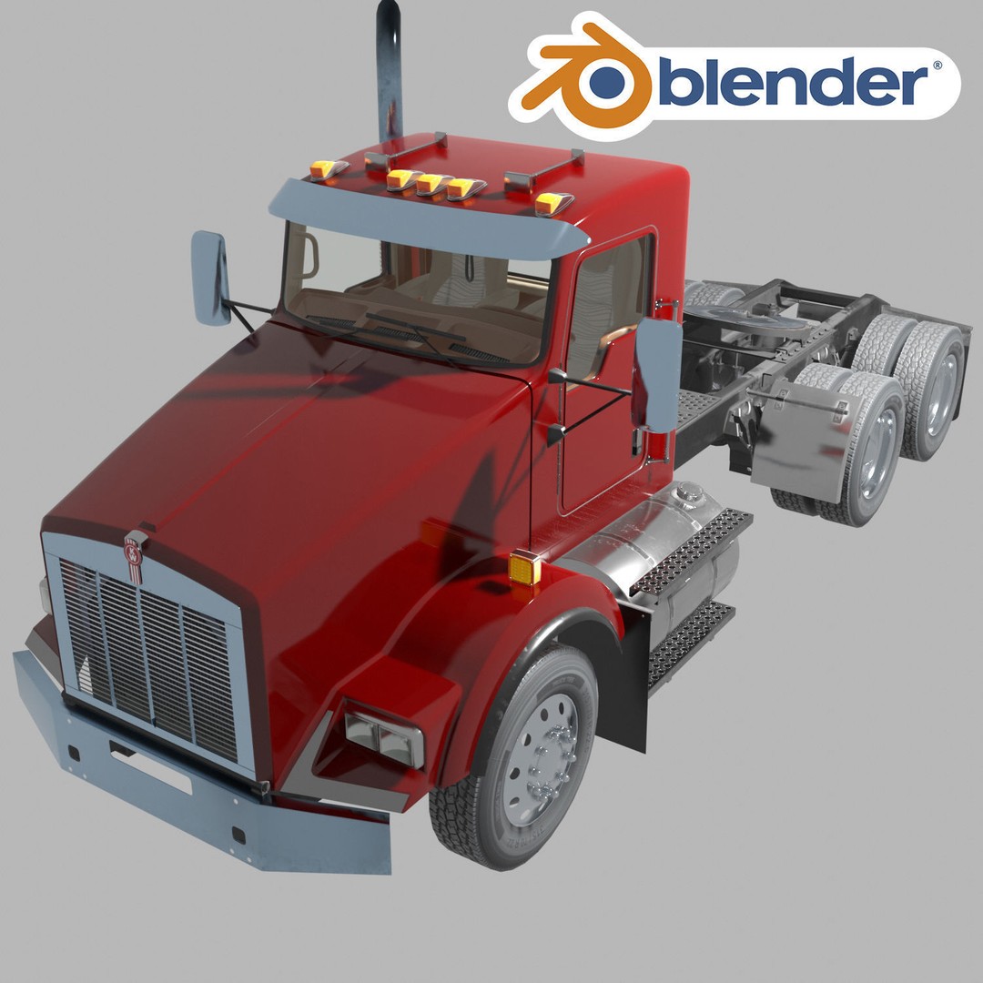 Kenworth T800 3D Model – Low Poly Semi Truck, Game Ready, FBX - View 50