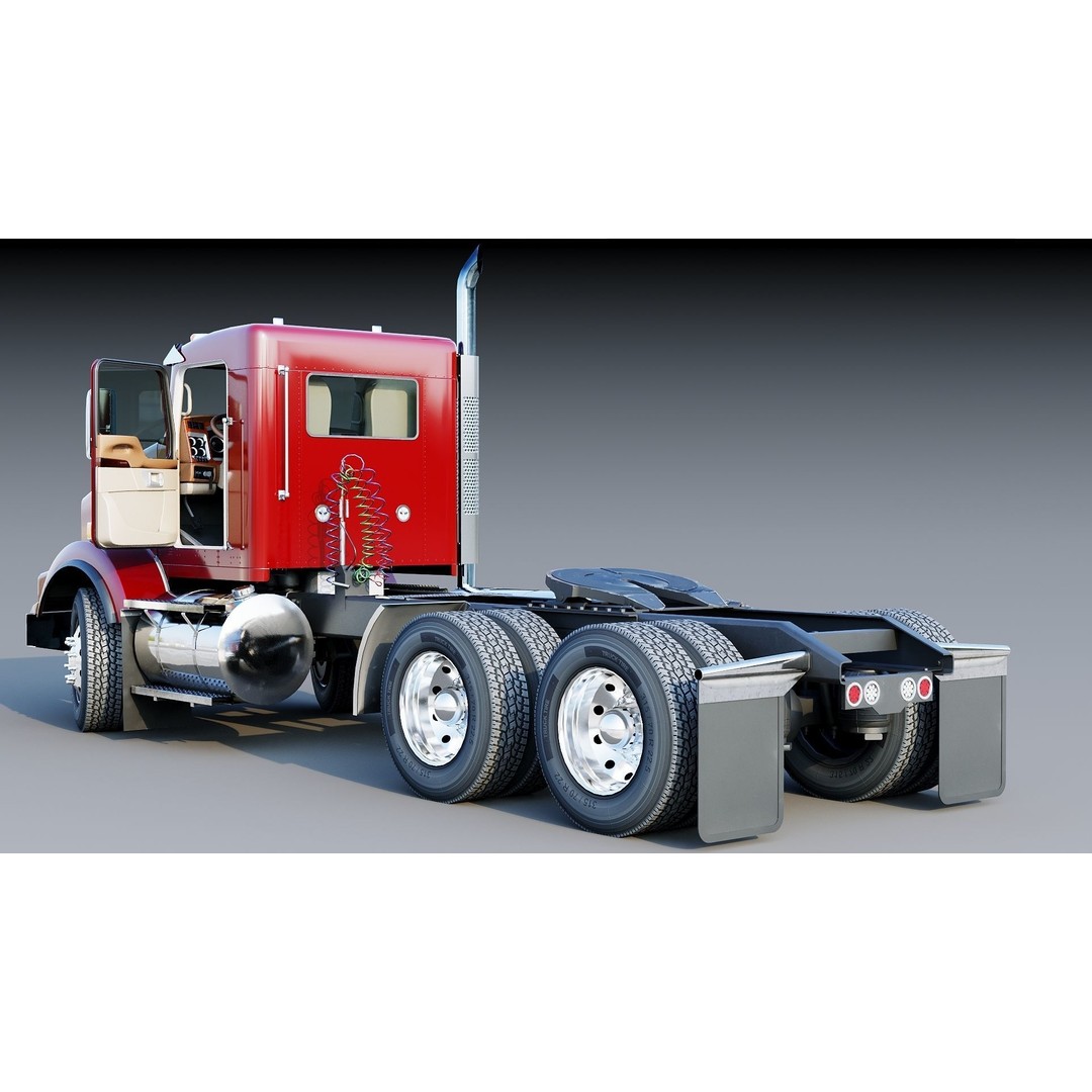 Kenworth T800 3D Model – Low Poly Semi Truck, Game Ready, FBX - View 7