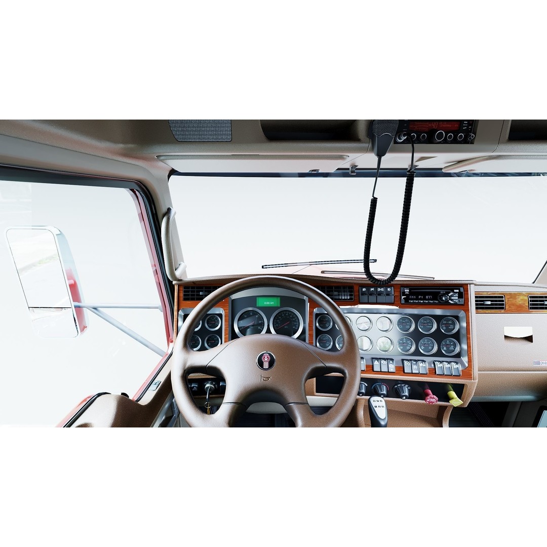 Kenworth T800 3D Model – Low Poly Semi Truck, Game Ready, FBX - View 9