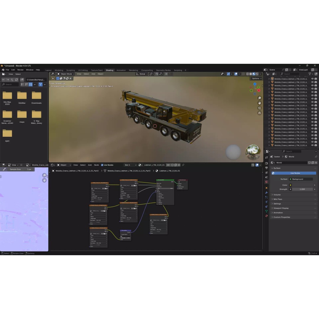 Liebherr Mobile Crane LTM 1120 3D Model – High Poly PBR Asset, FBX, OBJ - View 11