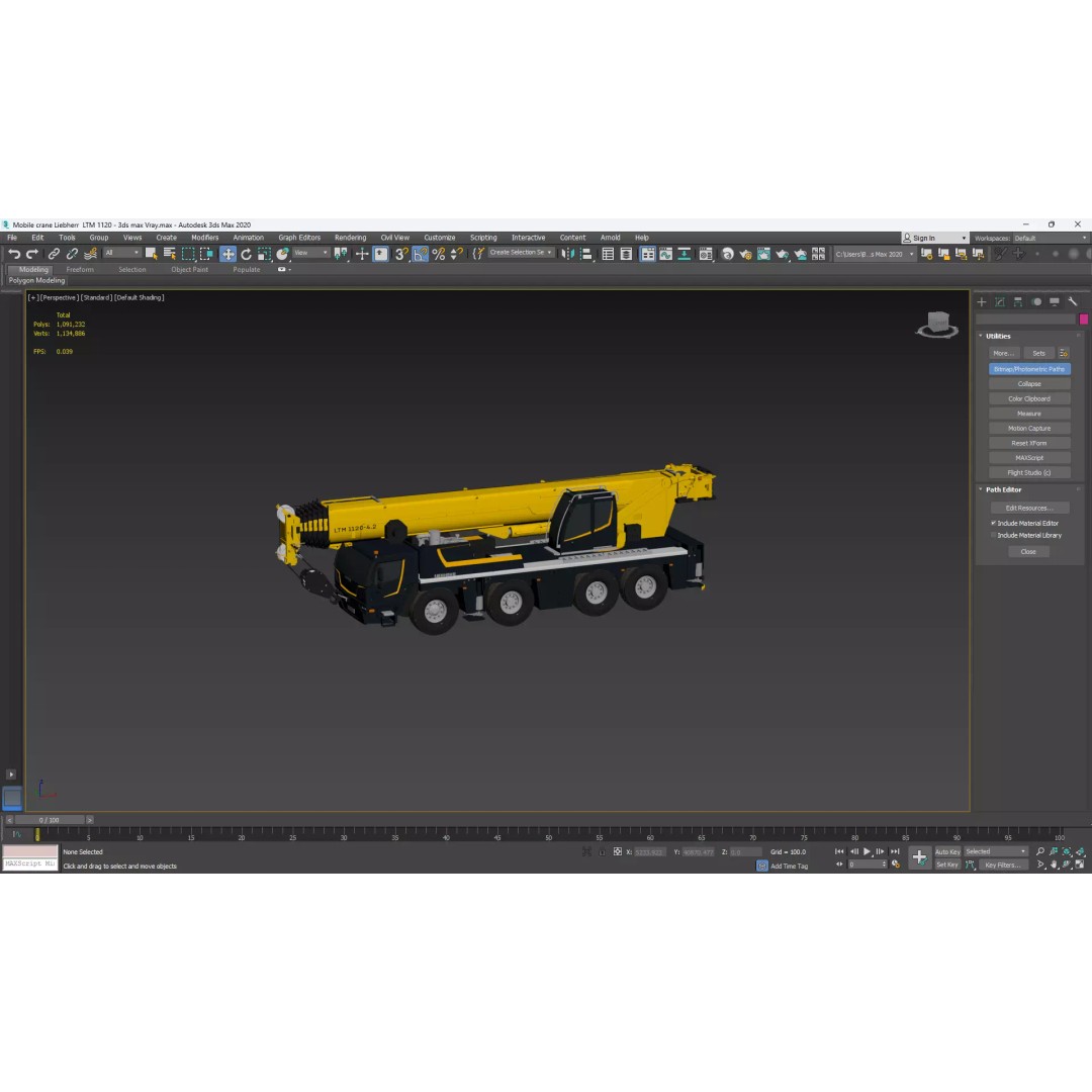 Liebherr Mobile Crane LTM 1120 3D Model – High Poly PBR Asset, FBX, OBJ - View 13
