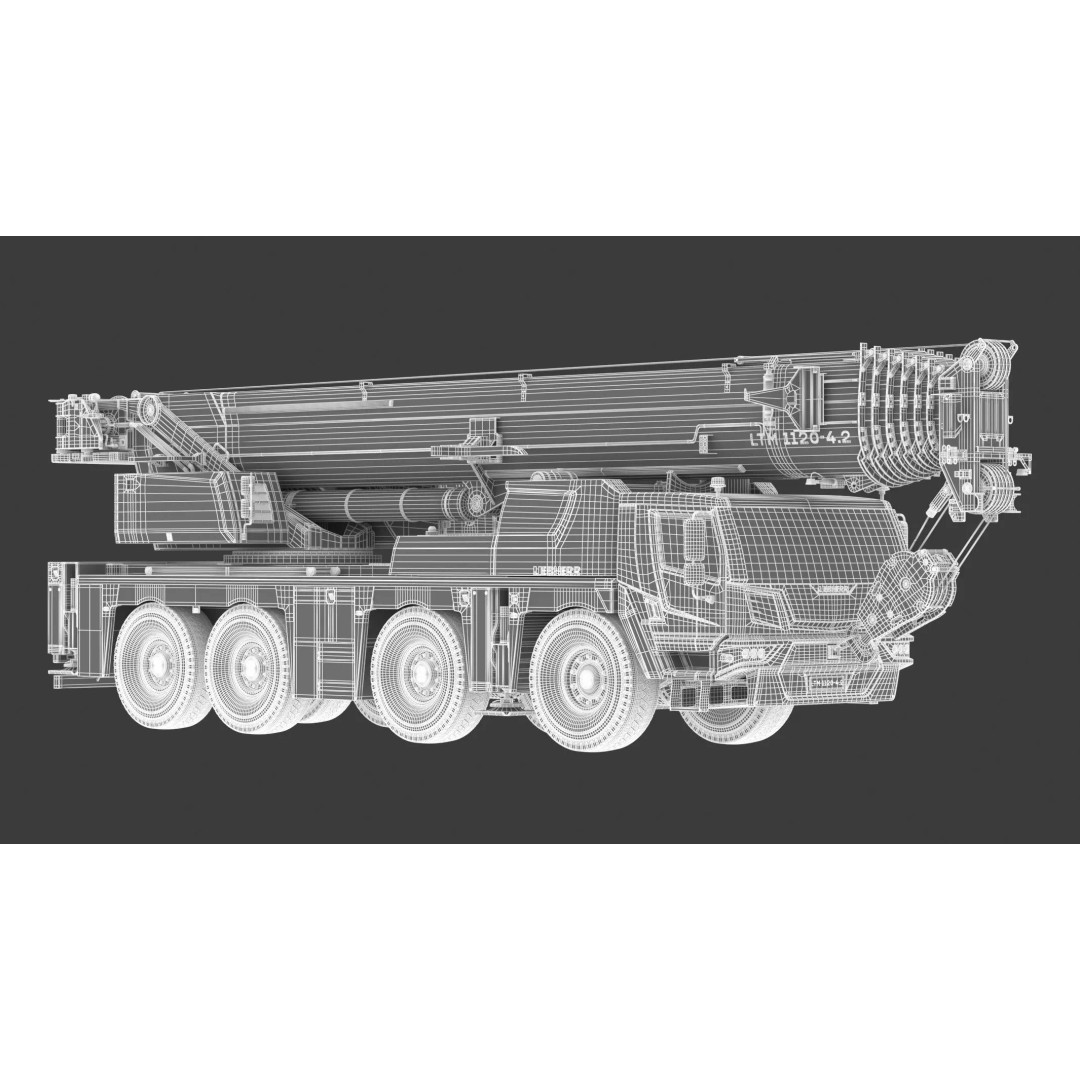 Liebherr Mobile Crane LTM 1120 3D Model – High Poly PBR Asset, FBX, OBJ - View 21