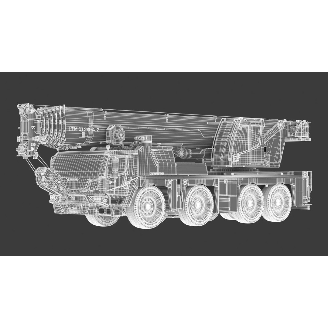 Liebherr Mobile Crane LTM 1120 3D Model – High Poly PBR Asset, FBX, OBJ - View 3
