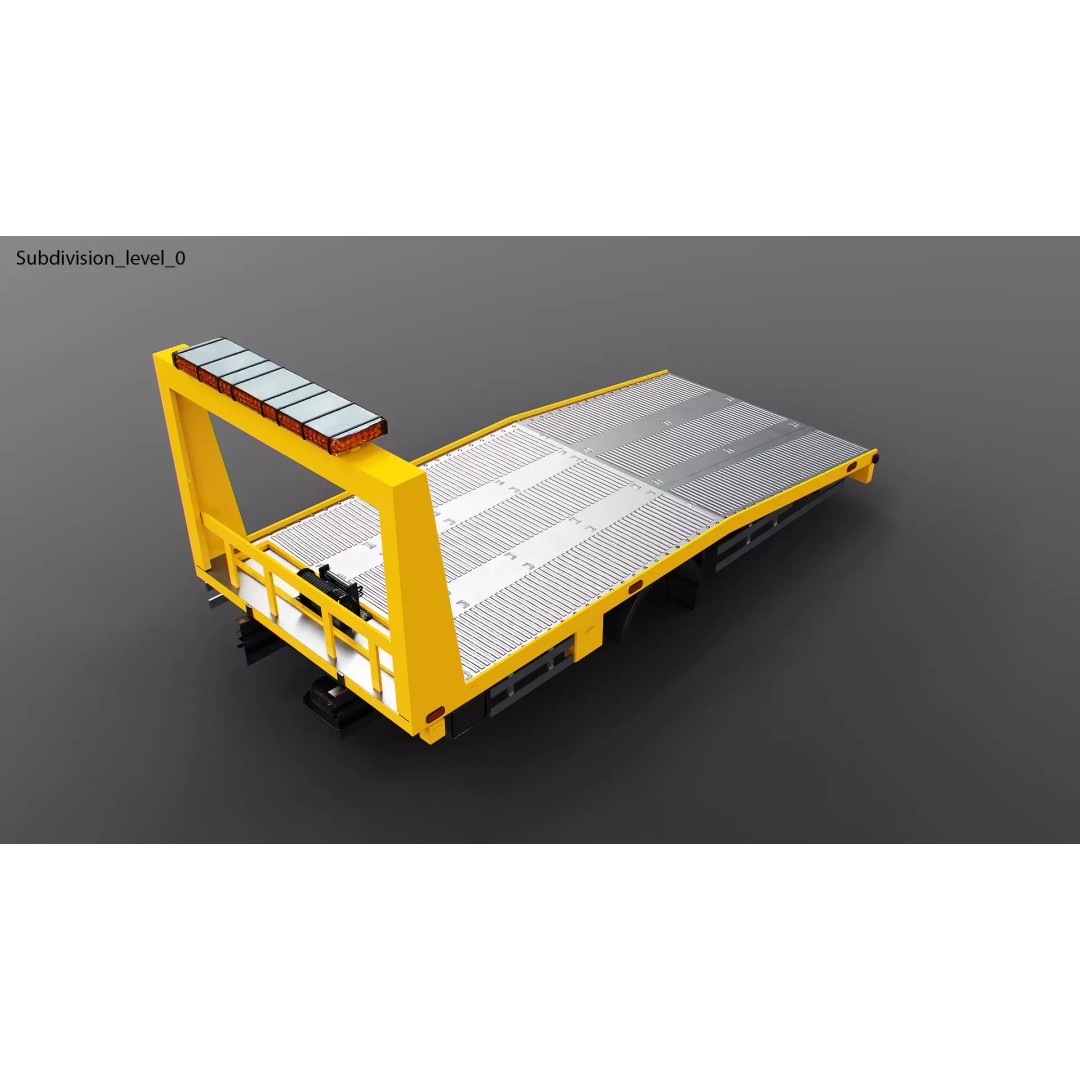 Car Transporter Flatbed Tow Truck 3D Model – Low Poly PBR Game Asset, FBX
