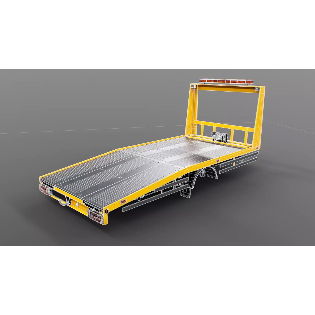 Car Transporter Flatbed Tow Truck 3D Model – Low Poly PBR Game Asset, FBX - View 10