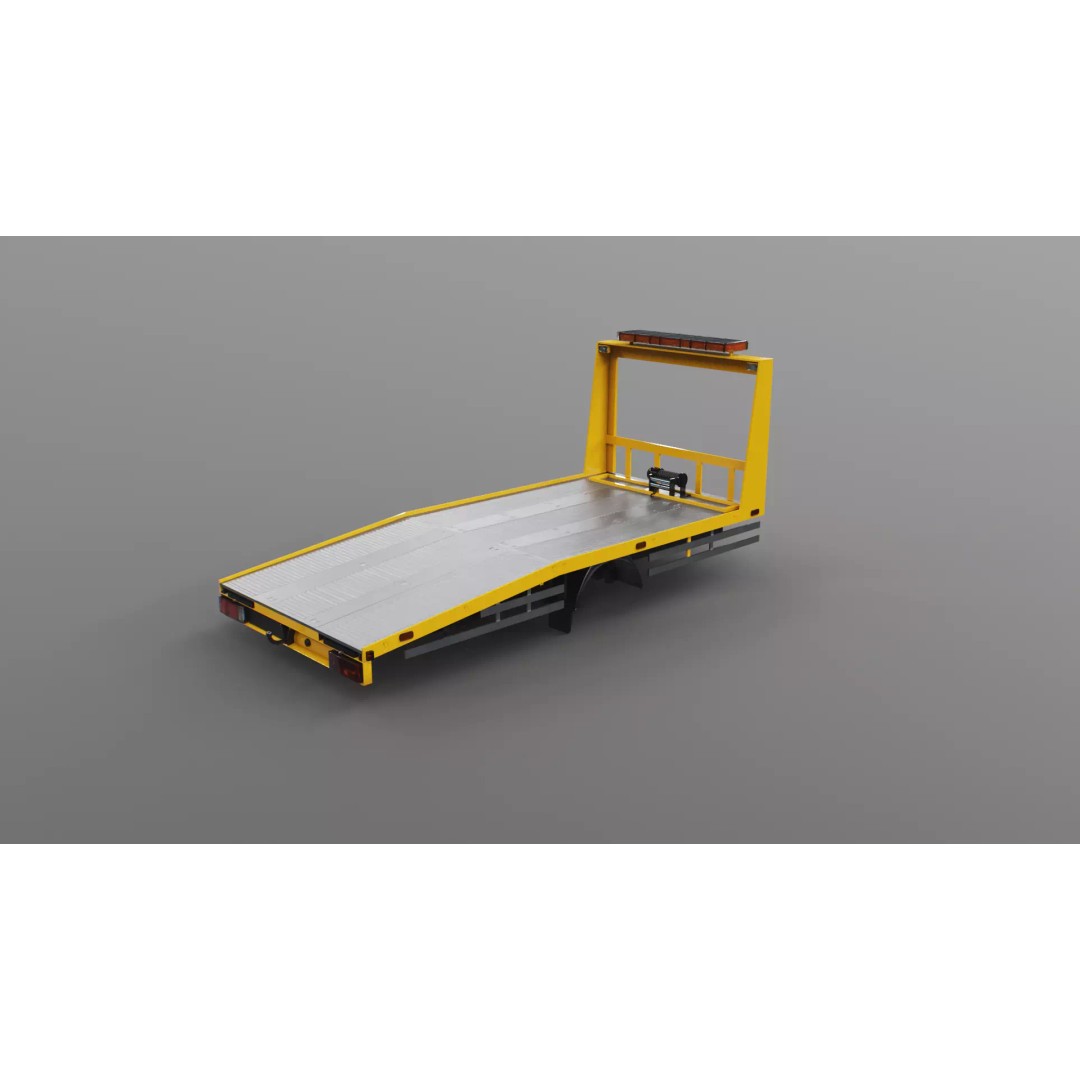 Car Transporter Flatbed Tow Truck 3D Model – Low Poly PBR Game Asset, FBX - View 12