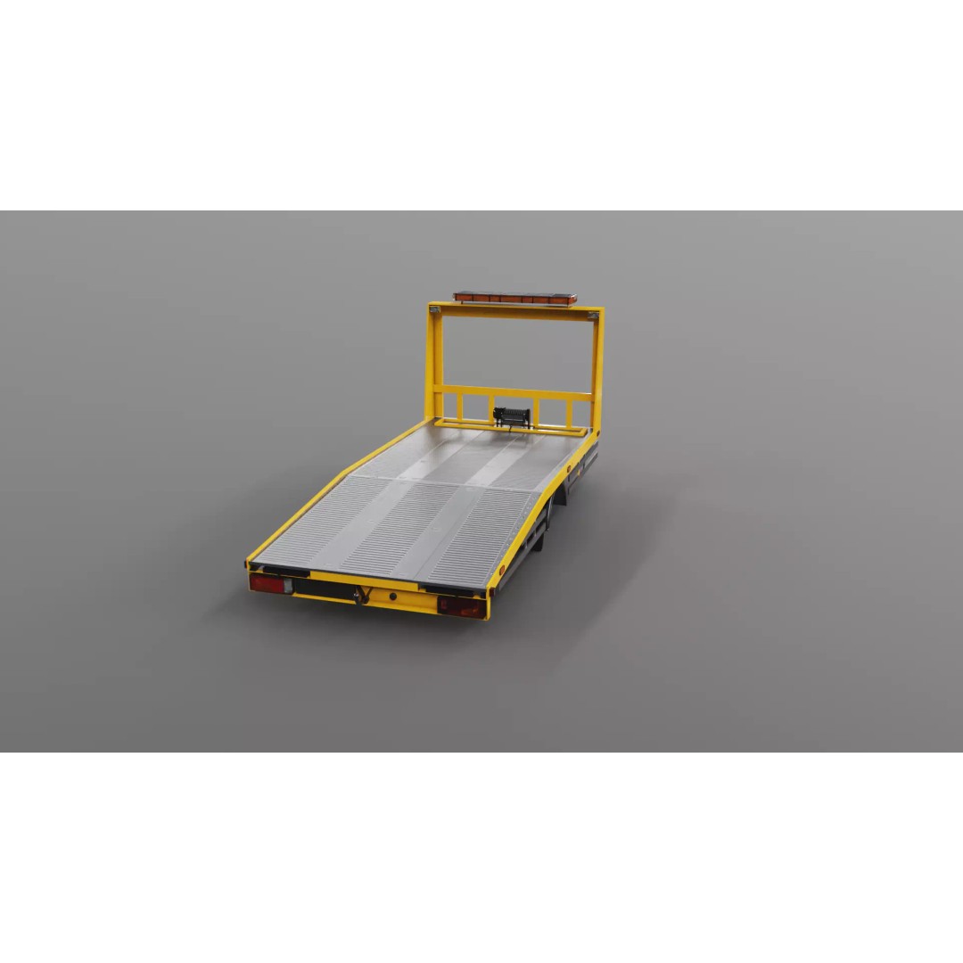 Car Transporter Flatbed Tow Truck 3D Model – Low Poly PBR Game Asset, FBX - View 13