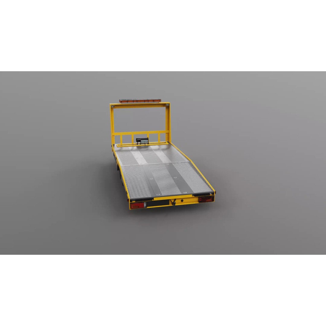 Car Transporter Flatbed Tow Truck 3D Model – Low Poly PBR Game Asset, FBX - View 14