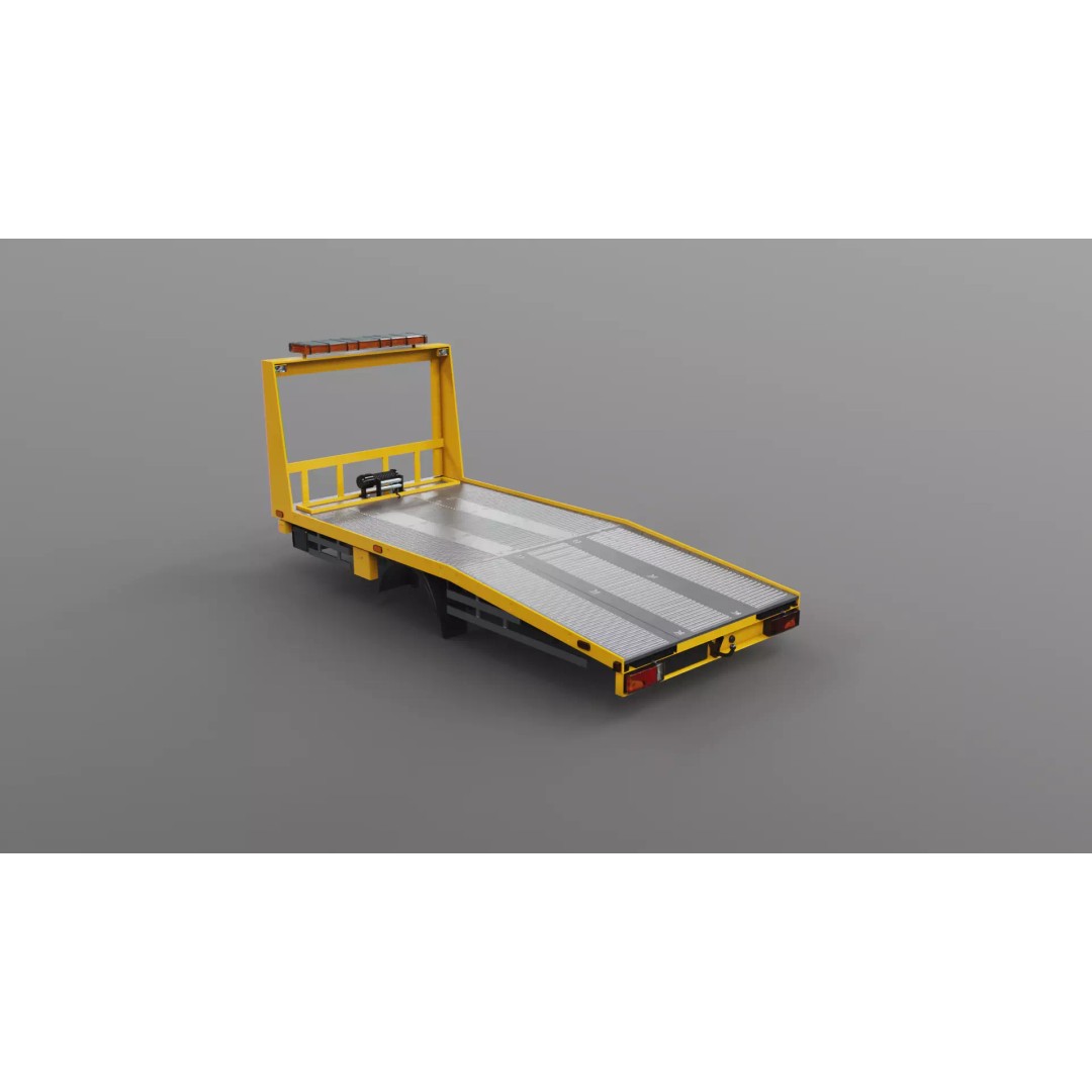 Car Transporter Flatbed Tow Truck 3D Model – Low Poly PBR Game Asset, FBX - View 15